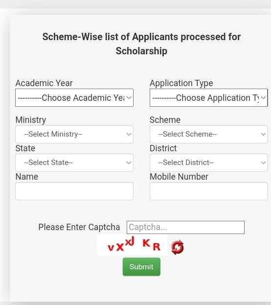 Viewing Scheme Wise Scholarship Sanctioned List Of Applicants