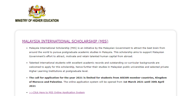 Process To Apply Online Under Malaysian Government Scholarships