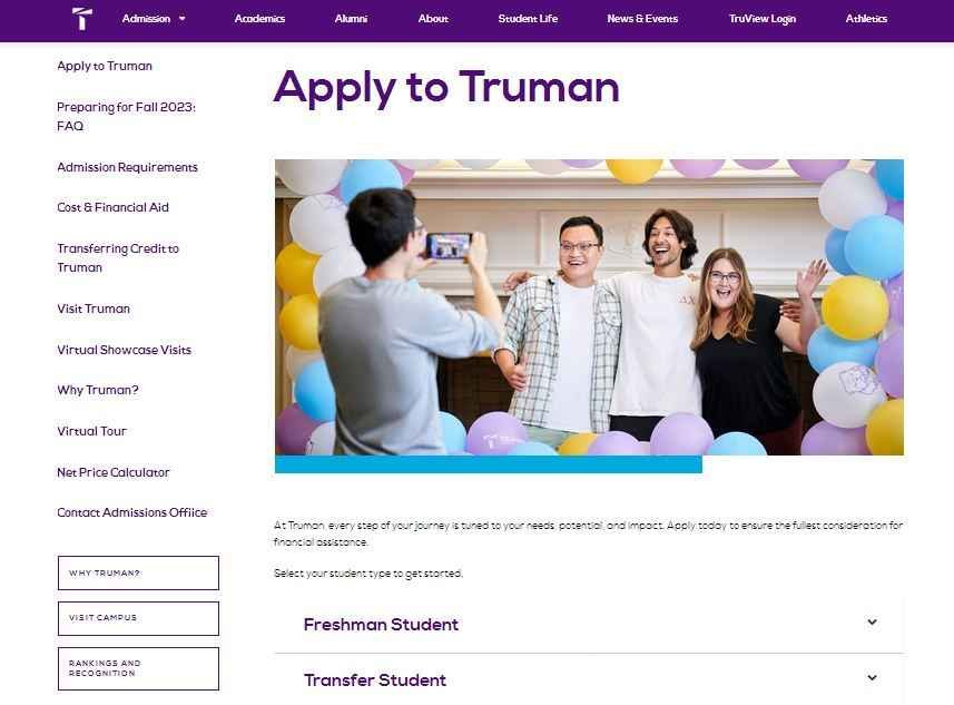Process to Apply Online Under Truman State University Scholarship 