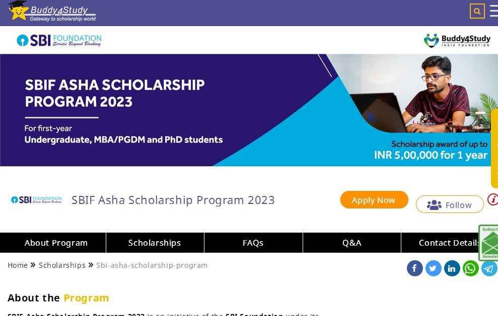 Process To Apply Online Under SBIF ASHA Scholarship