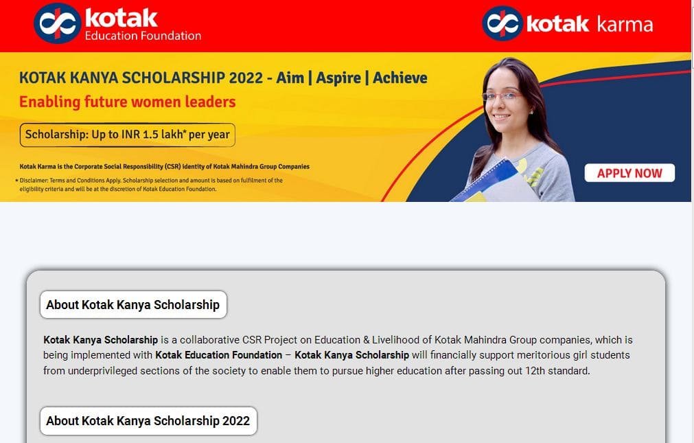 Process To Apply Online Under Kotak Kanya Scholarship 