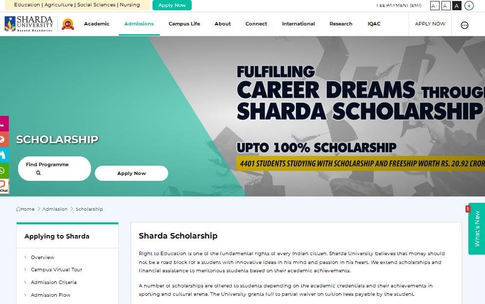 Process To Apply Online Under Sharda University Scholarship