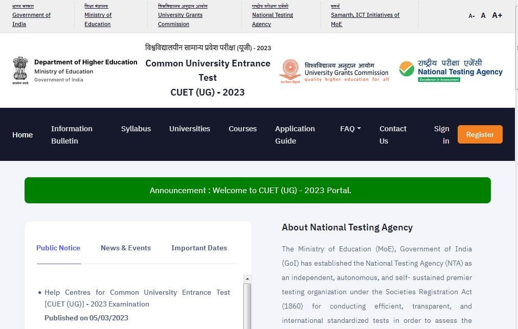 Process To Apply Online Under CUET UG Exam 