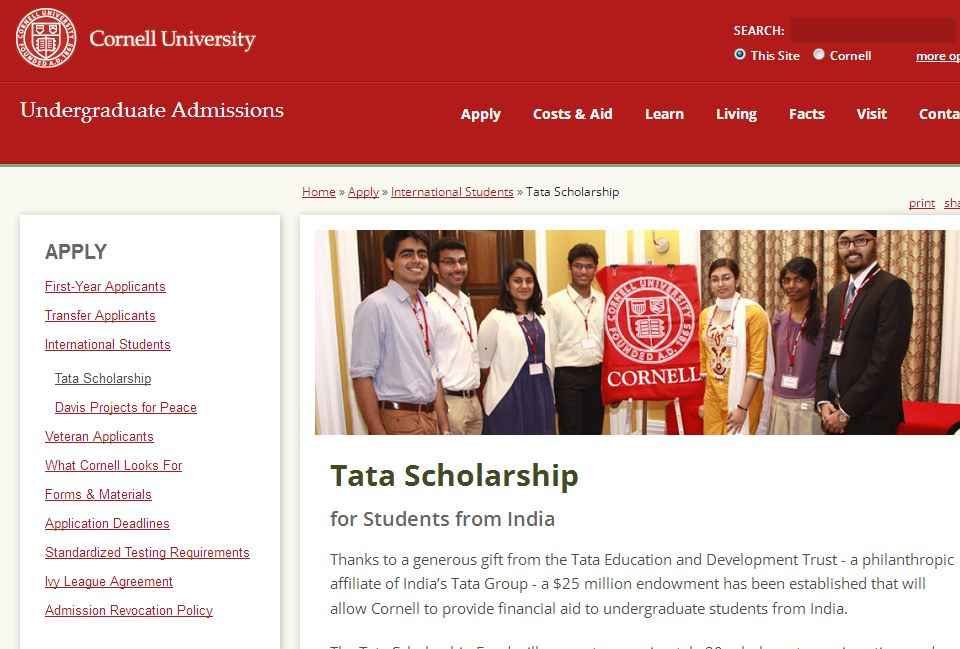 Process To Apply Online Under Tata Cornell Scholarship