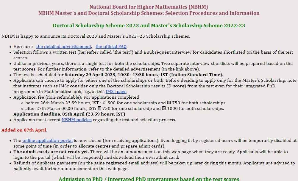 Process To Apply Online Under NBHM Doctoral Scholarship